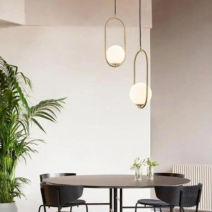 Glass Pendant Light with Metal Frame for Kitchen Island Dining Room Contemporary Ceiling Fixture Modern Hanging Lamp