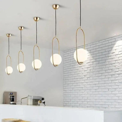 Glass Pendant Light with Metal Frame for Kitchen Island Dining Room Contemporary Ceiling Fixture Modern Hanging Lamp