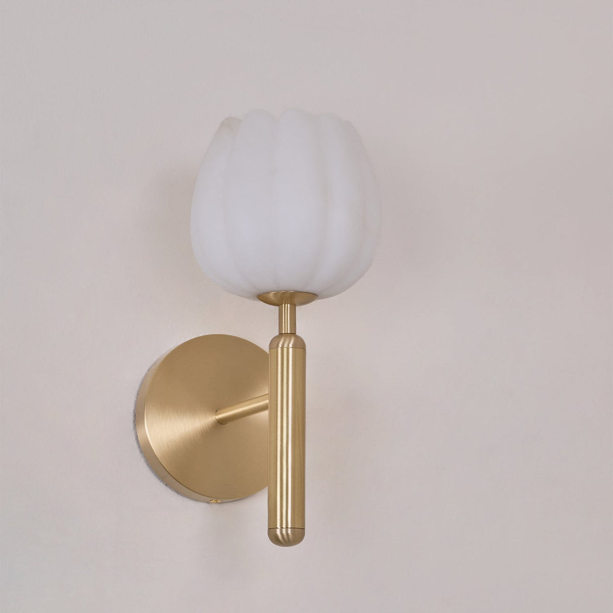 LED Wall Sconce with Alabaster Shade Brass Finish 12 in Indoor Accent Light for Bedroom Hallway Living Room Modern Floral Design E12 Base 15