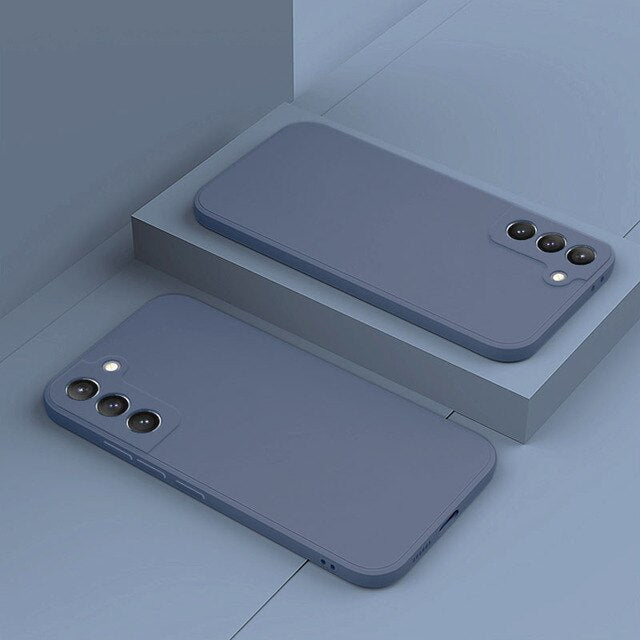 Silicone Phone Case with Microfiber Lining for Samsung Galaxy S22-S26 | Shock-Absorbing Protective Cover with Raised Edges