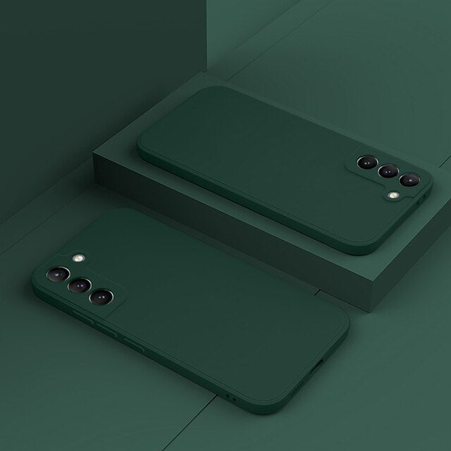 Silicone Phone Case with Microfiber Lining for Samsung Galaxy S22-S26 | Shock-Absorbing Protective Cover with Raised Edges