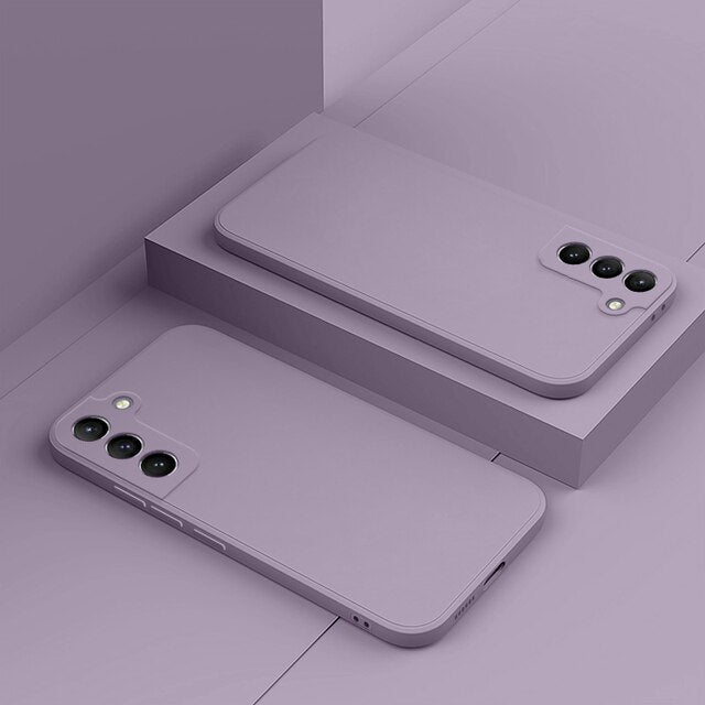 Silicone Phone Case with Microfiber Lining for Samsung Galaxy S22-S26 | Shock-Absorbing Protective Cover with Raised Edges