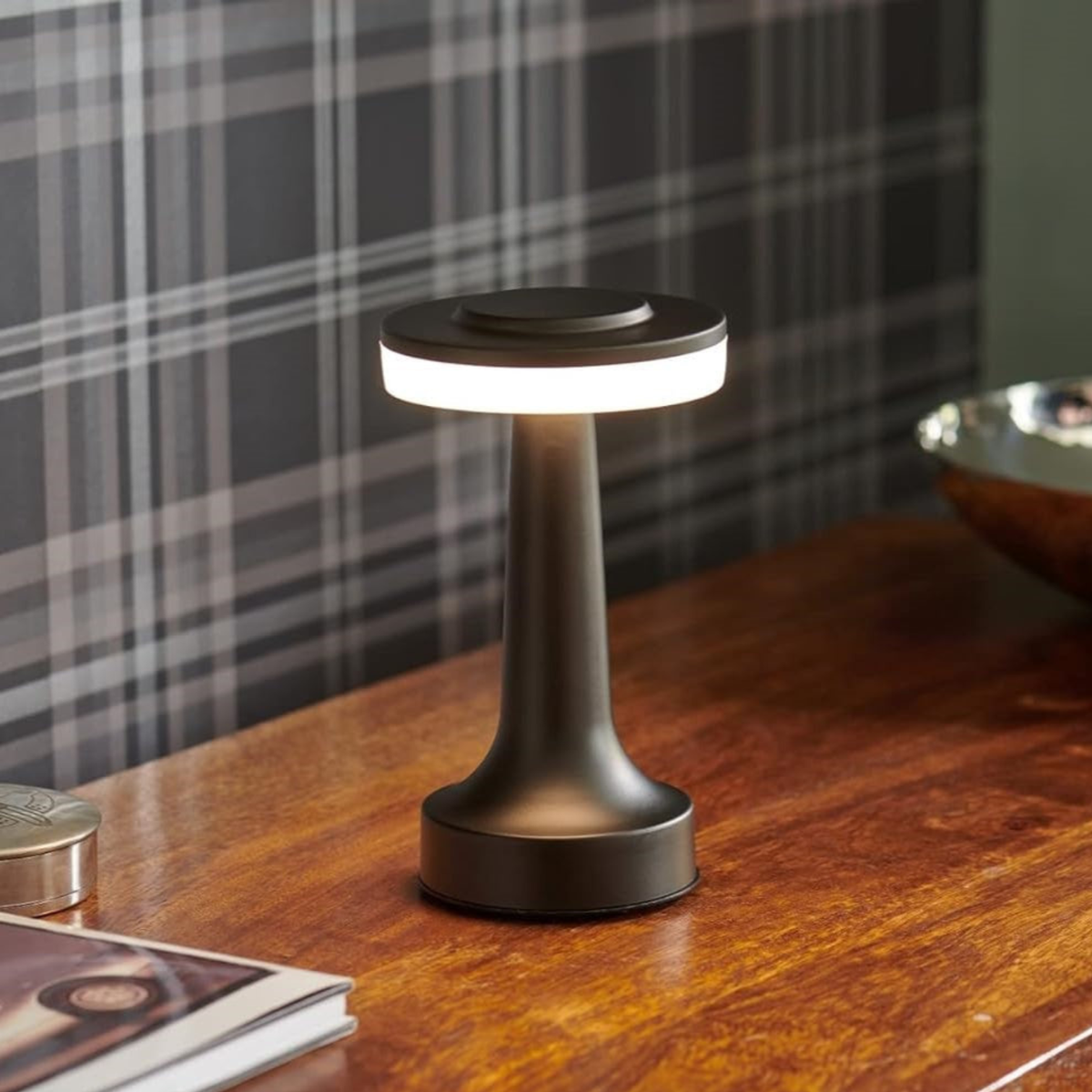 Mid-Century Modern Cordless LED Touch Lamp with Adjustable Brightness | Stylish Lighting for Any Space