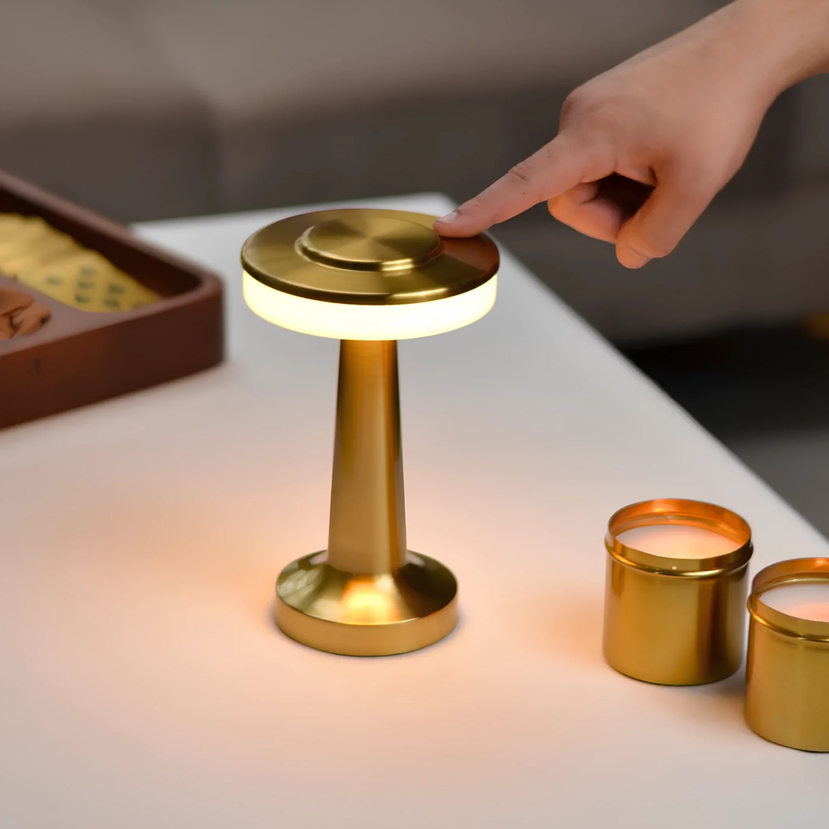 Mid-Century Modern Cordless LED Touch Lamp with Adjustable Brightness | Stylish Lighting for Any Space