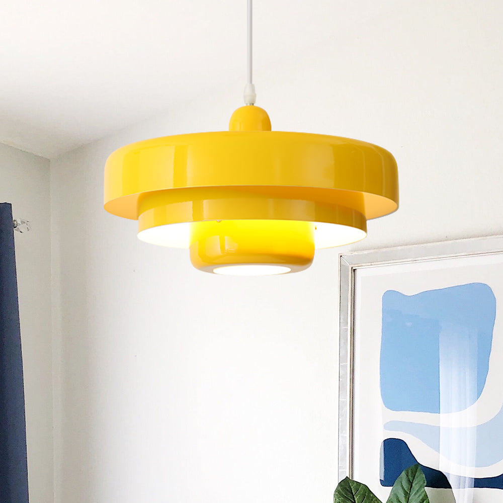 Round Metal Pendant Light 14-Inch Industrial Farmhouse Ceiling Fixture for Kitchen Island Dining Room Bedroom E26 Socket Green Orange