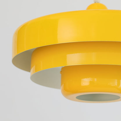 Round Metal Pendant Light 14-Inch Industrial Farmhouse Ceiling Fixture for Kitchen Island Dining Room Bedroom E26 Socket Green Orange