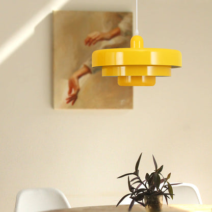 Round Metal Pendant Light 14-Inch Industrial Farmhouse Ceiling Fixture for Kitchen Island Dining Room Bedroom E26 Socket Green Orange