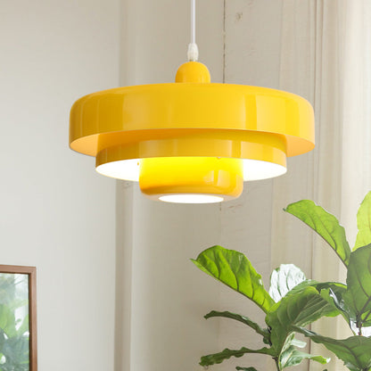 Round Metal Pendant Light 14-Inch Industrial Farmhouse Ceiling Fixture for Kitchen Island Dining Room Bedroom E26 Socket Green Orange