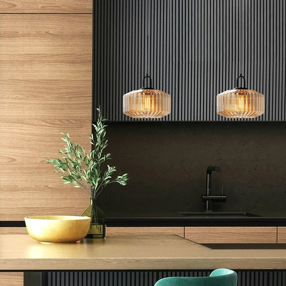 Handblown Glass Pendant Light Fixture 11 Inch Diameter for Kitchen Dining Room Hallway Living Room Bedroom LED Ceiling Light