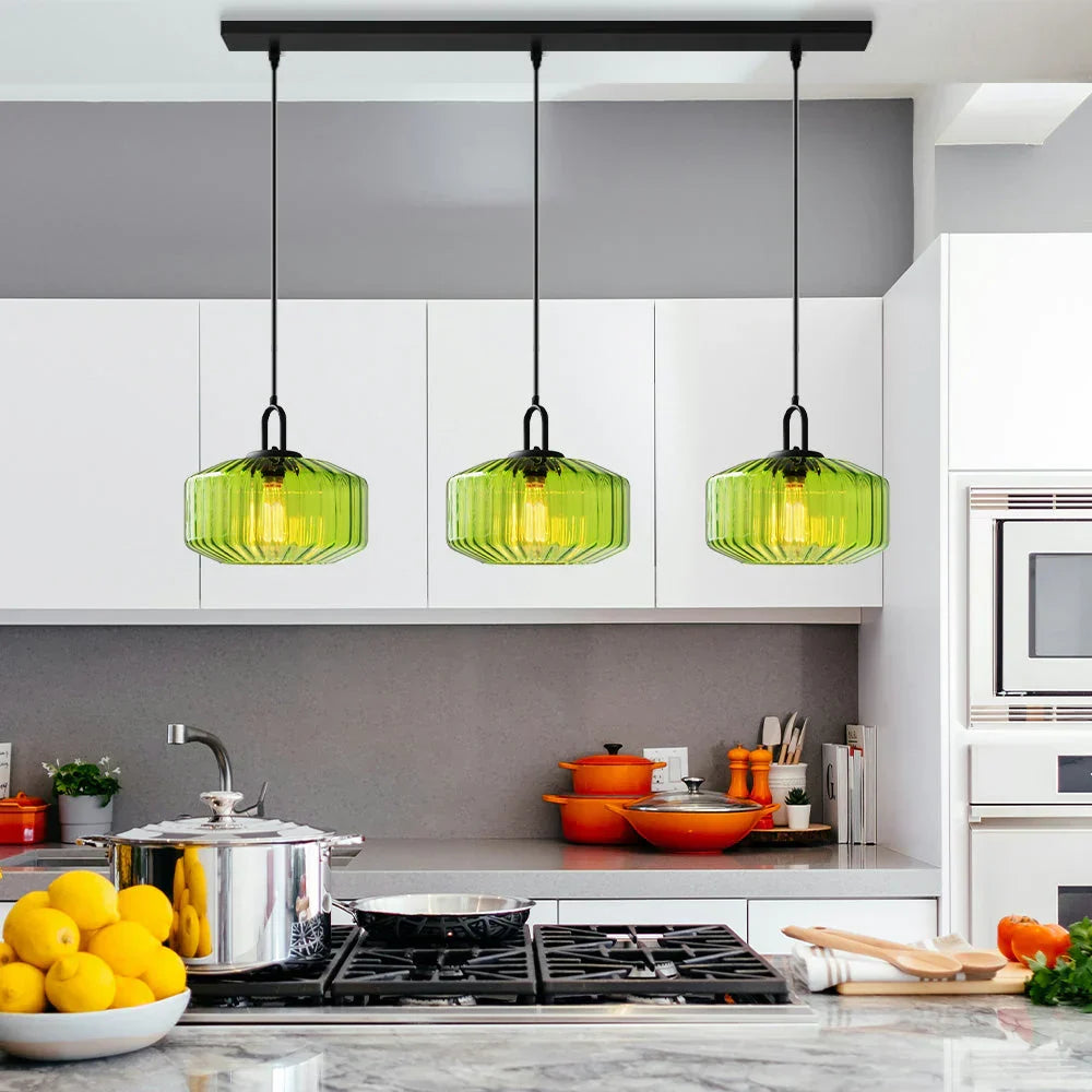 Handblown Glass Pendant Light Fixture 11 Inch Diameter for Kitchen Dining Room Hallway Living Room Bedroom LED Ceiling Light