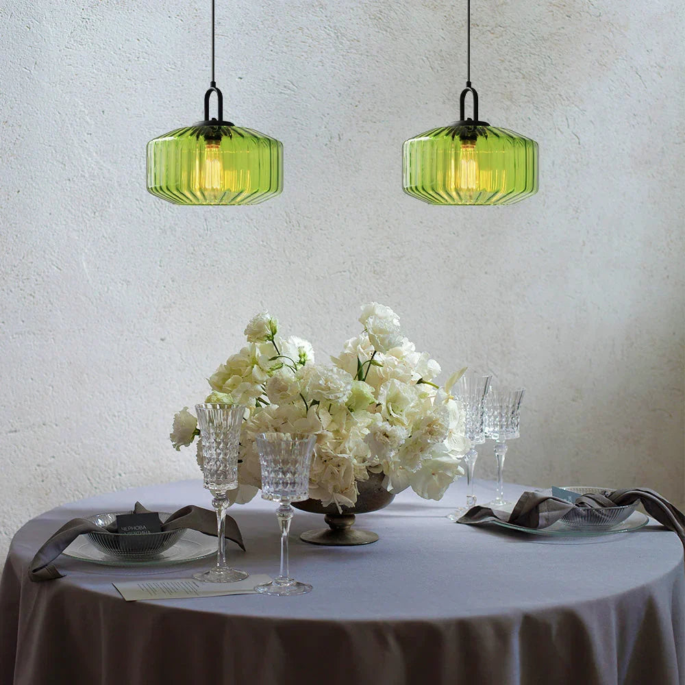 Handblown Glass Pendant Light Fixture 11 Inch Diameter for Kitchen Dining Room Hallway Living Room Bedroom LED Ceiling Light