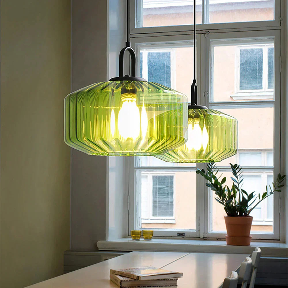 Handblown Glass Pendant Light Fixture 11 Inch Diameter for Kitchen Dining Room Hallway Living Room Bedroom LED Ceiling Light