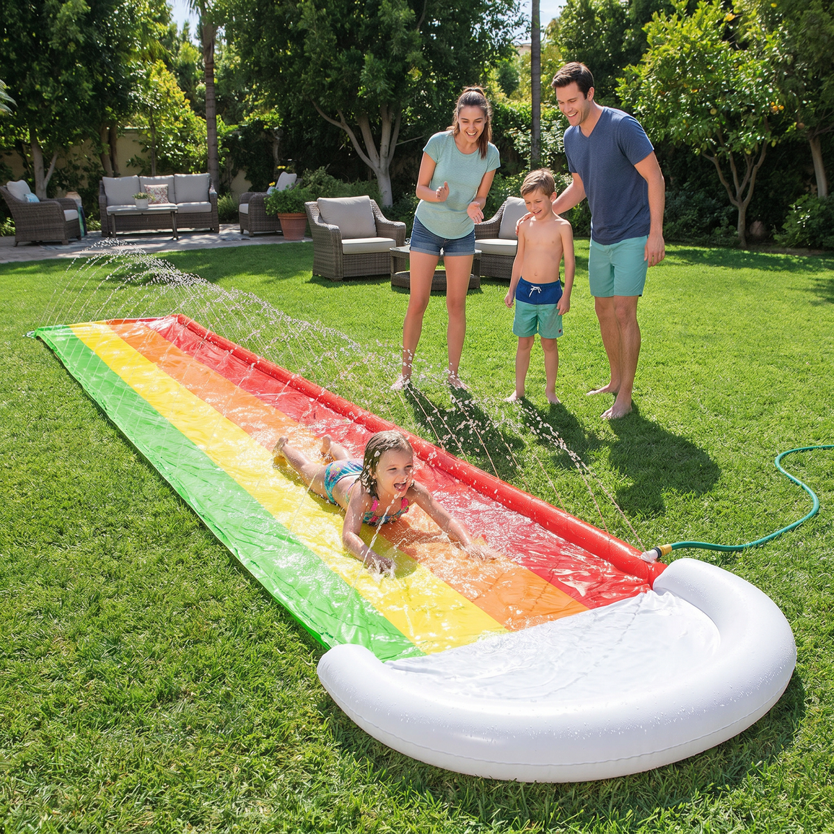 Outdoor Racing Water Slide | Large Inflatable Slide with Easy Setup for Backyard Fun