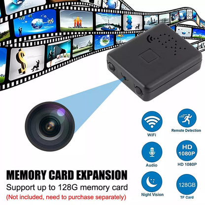 Compact WiFi Security Camera 1080p HD Motion Detection Night Vision Remote Monitor for Home Nursery Pet Surveillance Indoor Covert Recording