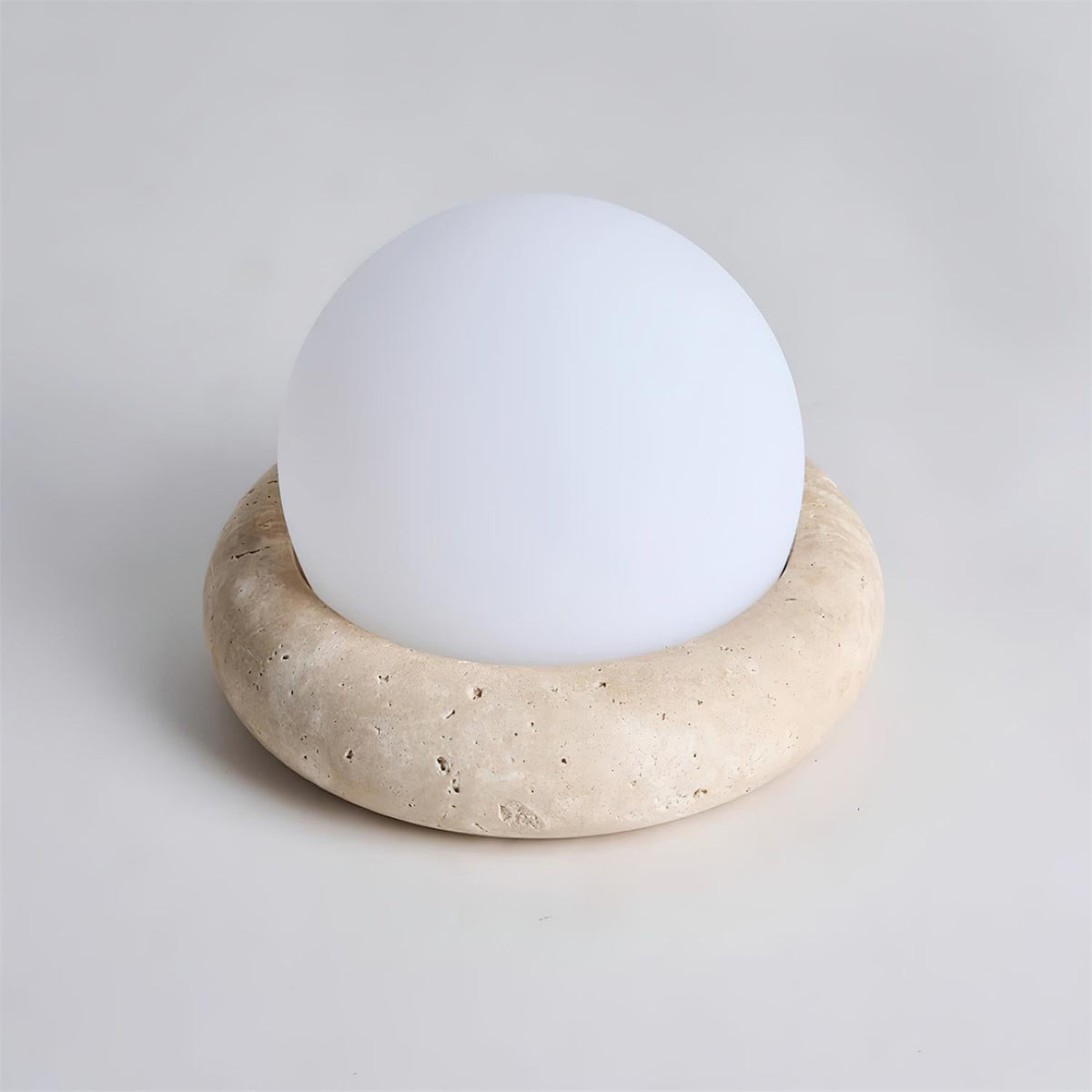 Rechargeable LED Accent Lamp Natural Stone Base Frosted Shade Wireless Remote Three Color Settings Bedroom Nightstand Desk Living Room Cordl