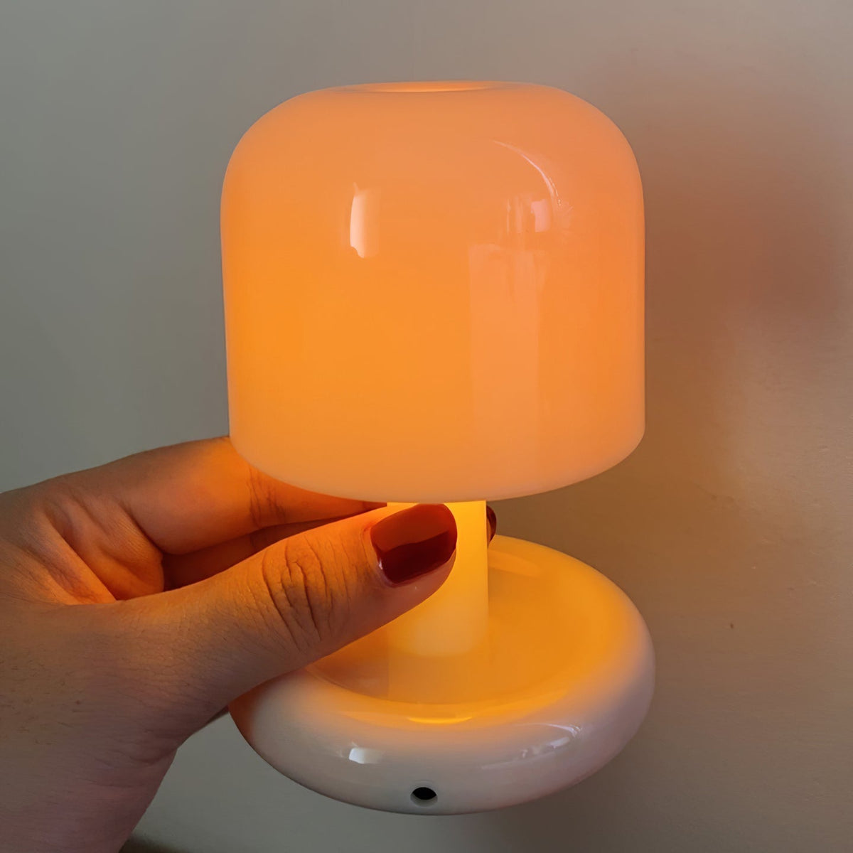 LED Nightstand Light 4 in Tall Acrylic Minimalist Desk Lamp Warm Glow USB Charging Port Bedside Reading Light Space-Saving Modern Decor