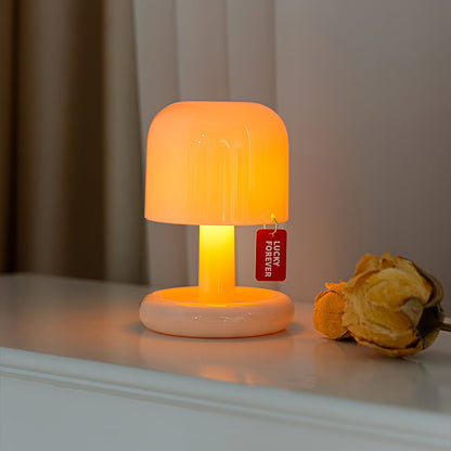 LED Nightstand Light 4 in Tall Acrylic Minimalist Desk Lamp Warm Glow USB Charging Port Bedside Reading Light Space-Saving Modern Decor