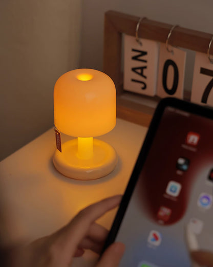 LED Nightstand Light 4 in Tall Acrylic Minimalist Desk Lamp Warm Glow USB Charging Port Bedside Reading Light Space-Saving Modern Decor