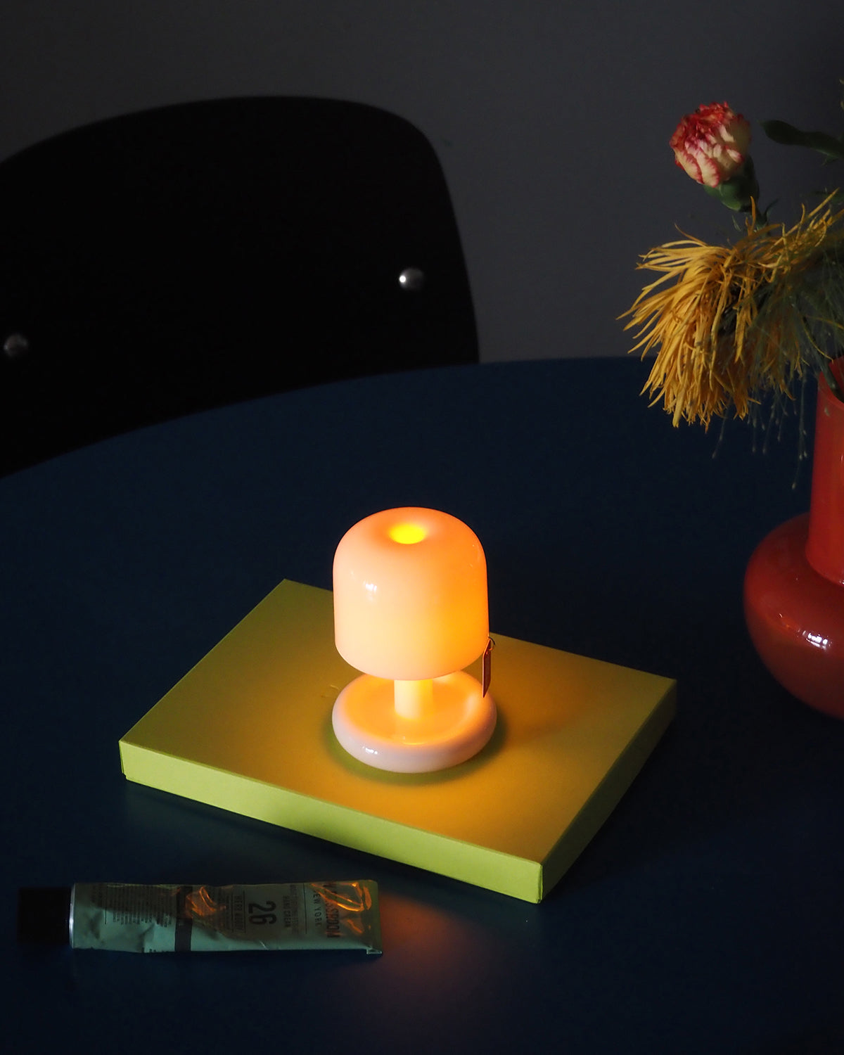 LED Nightstand Light 4 in Tall Acrylic Minimalist Desk Lamp Warm Glow USB Charging Port Bedside Reading Light Space-Saving Modern Decor