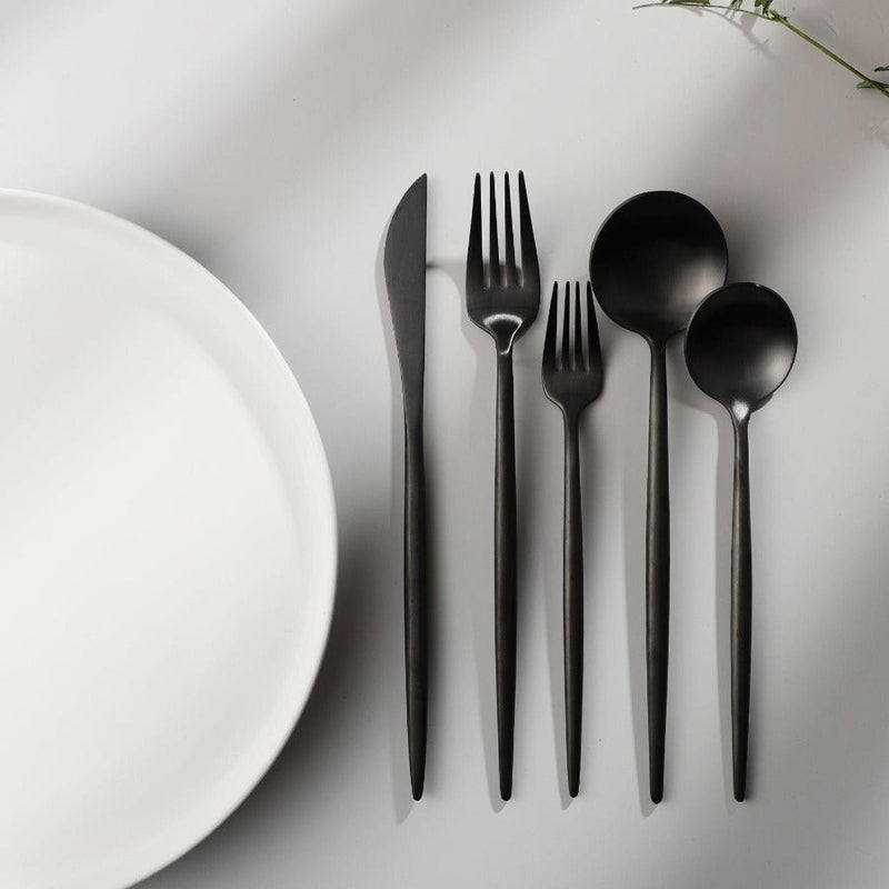 Stainless Steel Flatware Set – Matte Finish 5-Piece Place Settings for Everyday & Formal Dining