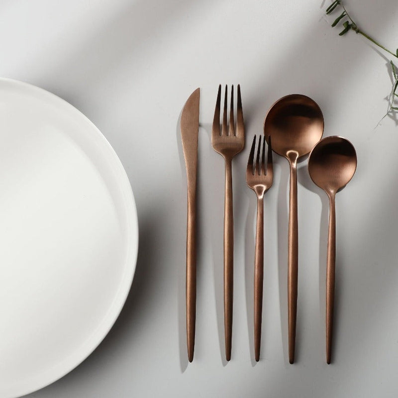 Stainless Steel Flatware Set – Matte Finish 5-Piece Place Settings for Everyday & Formal Dining