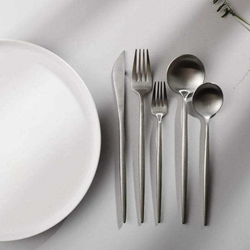 Stainless Steel Flatware Set – Matte Finish 5-Piece Place Settings for Everyday & Formal Dining