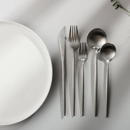 Stainless Steel Flatware Set – Matte Finish 5-Piece Place Settings for Everyday & Formal Dining
