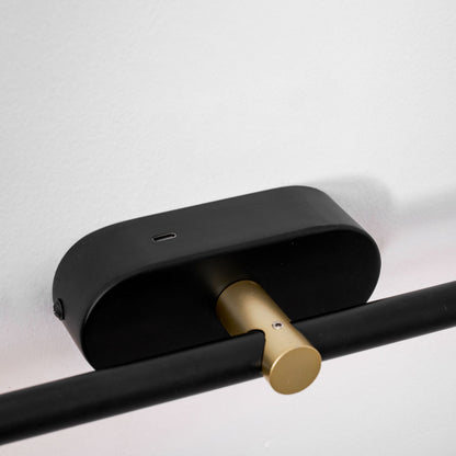 LED Bathroom Mirror Light 27 in Rechargeable Dimmable Wall Sconce Black Gold Wireless Touch Control Vanity Fixture for Powder Room