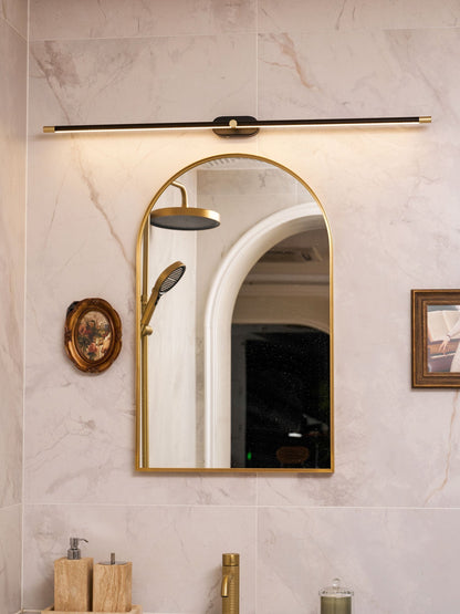 LED Bathroom Mirror Light 27 in Rechargeable Dimmable Wall Sconce Black Gold Wireless Touch Control Vanity Fixture for Powder Room
