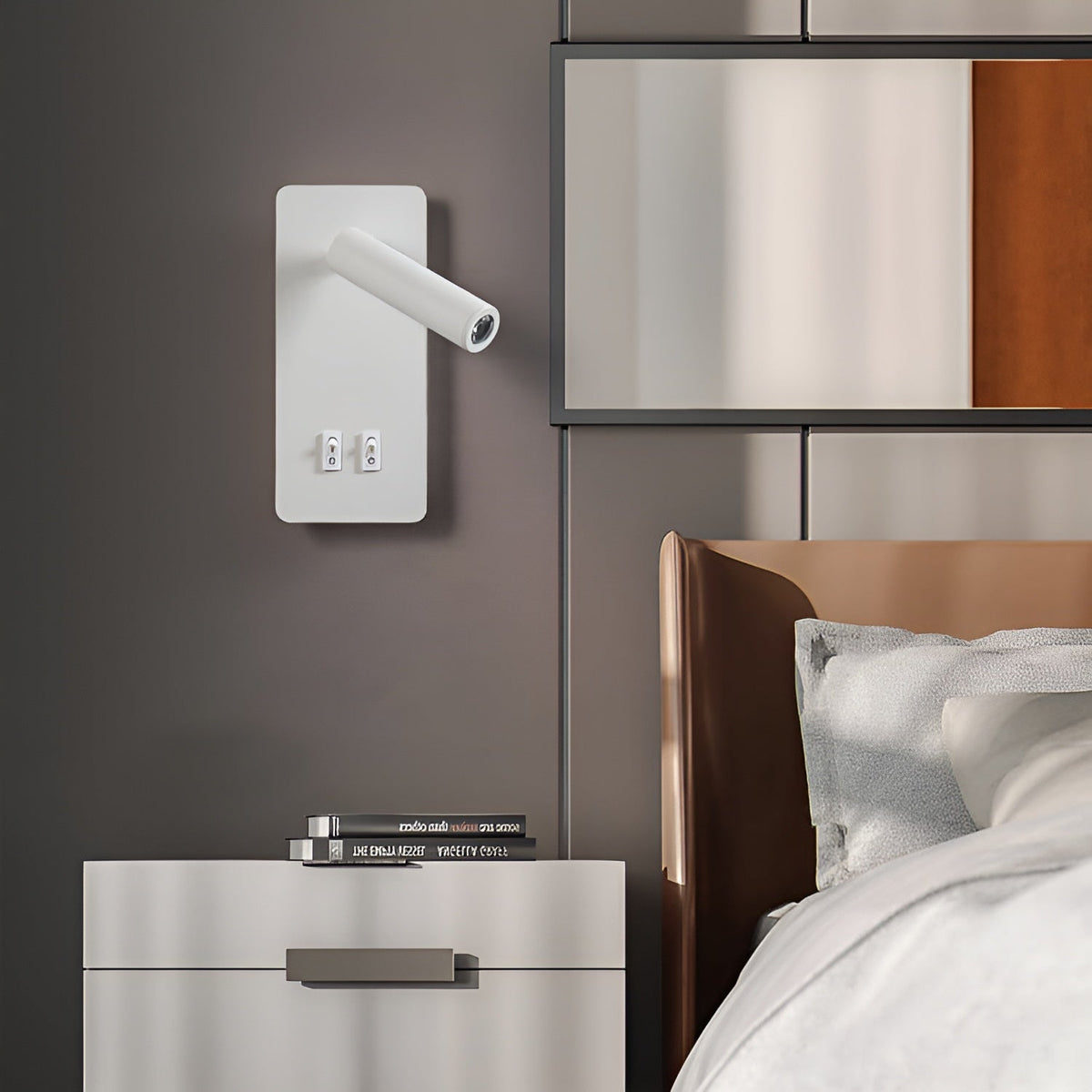 Minimalist Cylindrical Wall Lamp with Dual Switch and 330° Rotatable LED Light – Iron Design