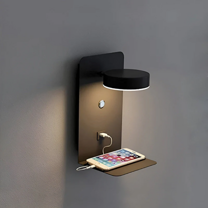 Minimalist LED Wall Lamp with USB Charging Port for Modern Interiors