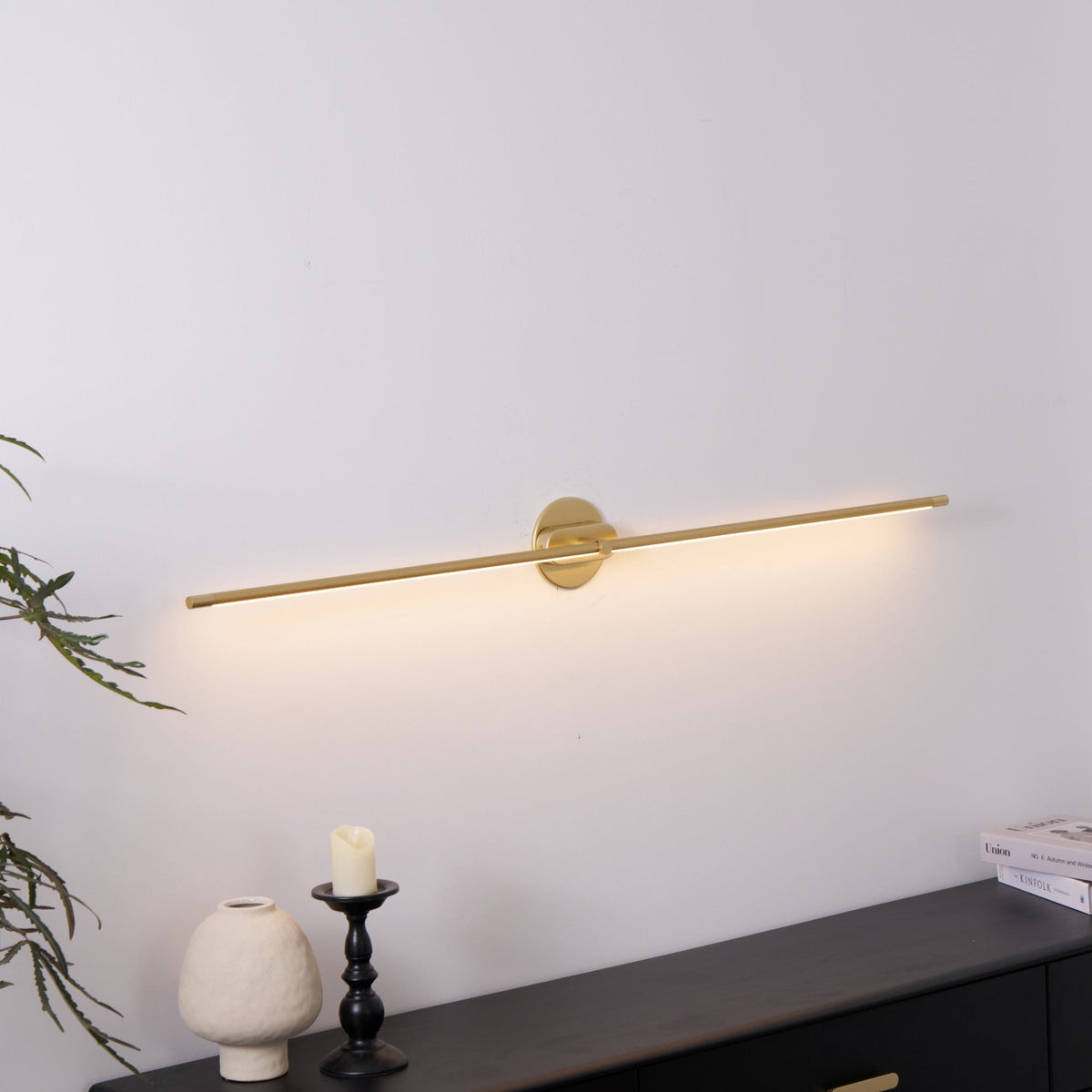 Linear LED Bathroom Vanity Light Fixture 27-50 Inch Metal Wall Sconce for Mirror Black Gold Brushed Nickel Warm Lighting Powder Room Dressin