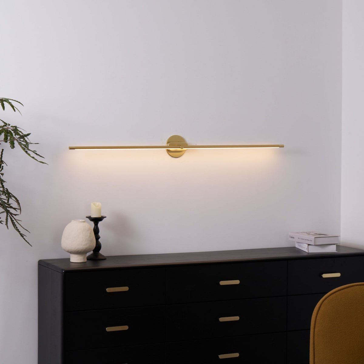 Linear LED Bathroom Vanity Light Fixture 27-50 Inch Metal Wall Sconce for Mirror Black Gold Brushed Nickel Warm Lighting Powder Room Dressin