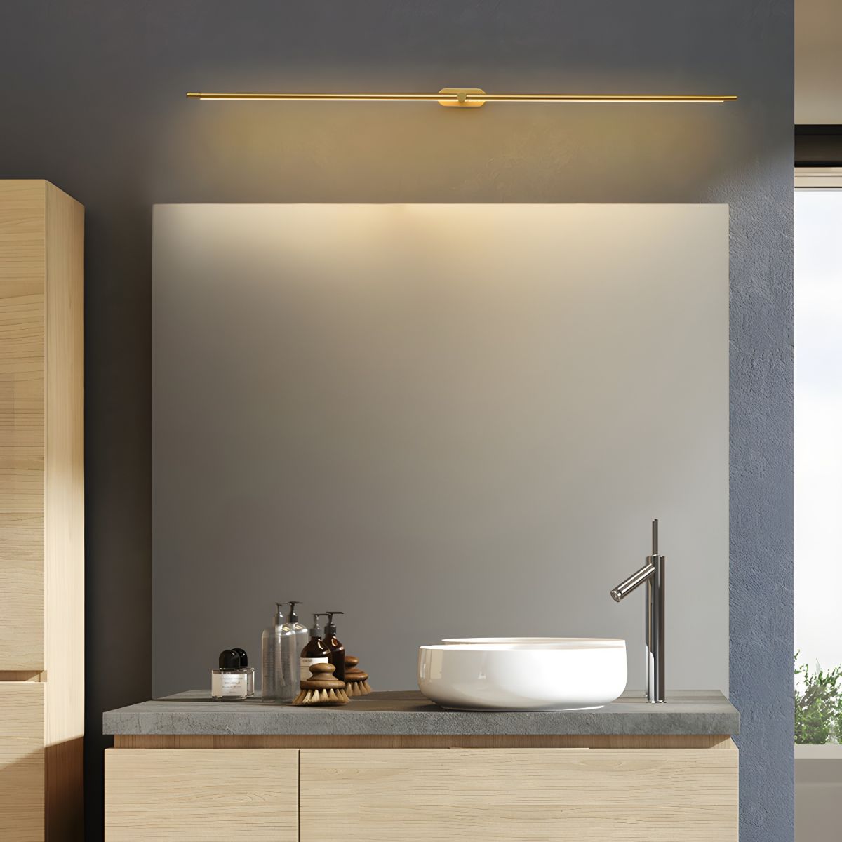 Linear LED Bathroom Vanity Light Fixture 27-50 Inch Metal Wall Sconce for Mirror Black Gold Brushed Nickel Warm Lighting Powder Room Dressin