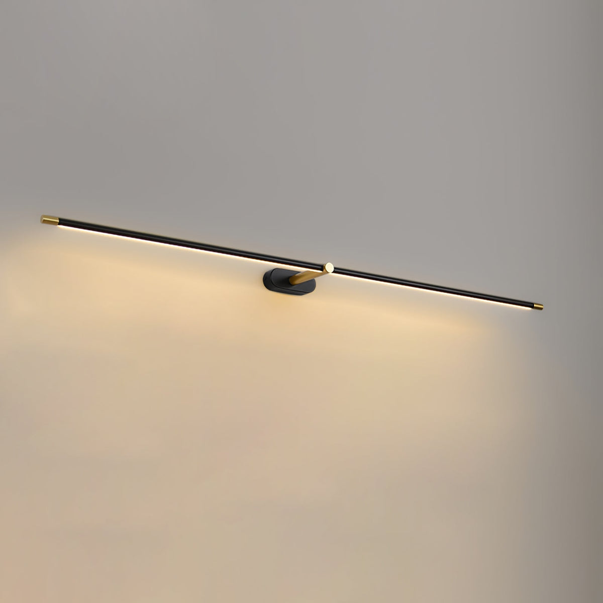 LED Bathroom Mirror Light 27 in Rechargeable Dimmable Wall Sconce Black Gold Wireless Touch Control Vanity Fixture for Powder Room