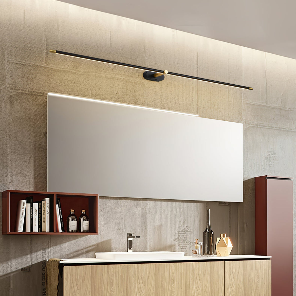 Linear LED Bathroom Vanity Light Fixture 27-50 Inch Metal Wall Sconce for Mirror Black Gold Brushed Nickel Warm Lighting Powder Room Dressin