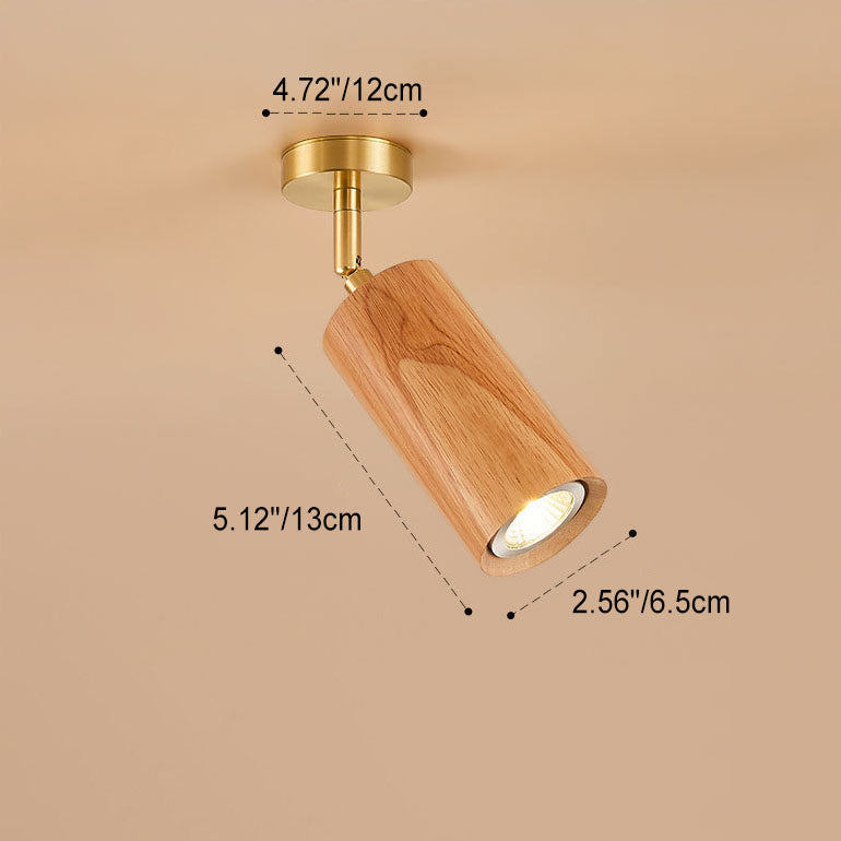 Minimalist Walnut Wood Spotlight | LED Semi-Recessed Ceiling Light for Modern Illumination