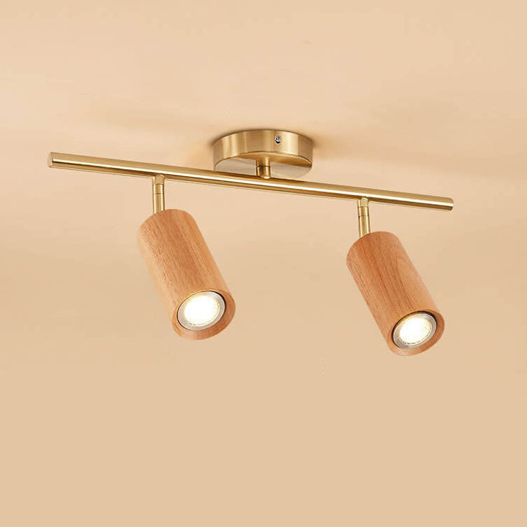 Minimalist Walnut Wood Spotlight | LED Semi-Recessed Ceiling Light for Modern Illumination
