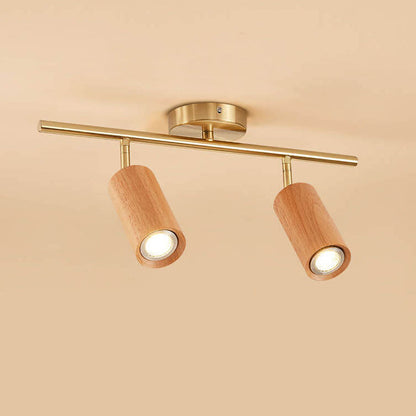 Minimalist Walnut Wood Spotlight | LED Semi-Recessed Ceiling Light for Modern Illumination