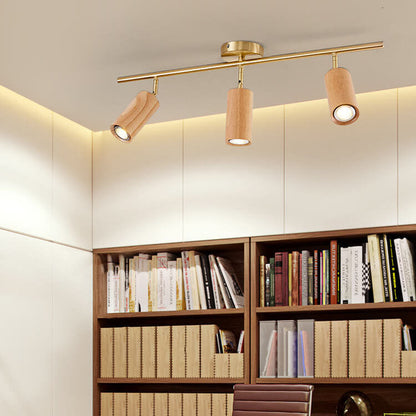 Minimalist Walnut Wood Spotlight | LED Semi-Recessed Ceiling Light for Modern Illumination