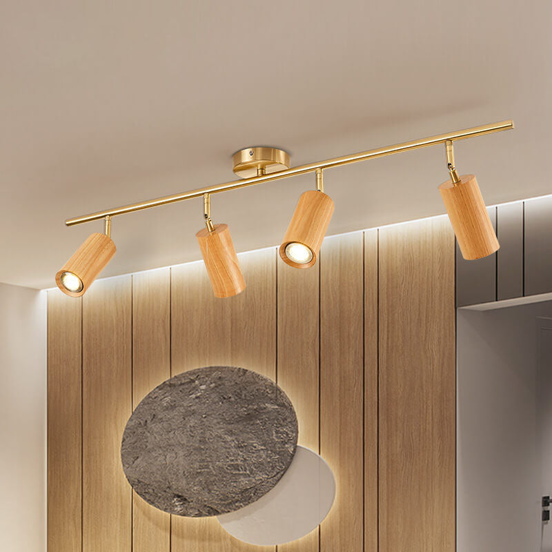 Minimalist Walnut Wood Spotlight | LED Semi-Recessed Ceiling Light for Modern Illumination