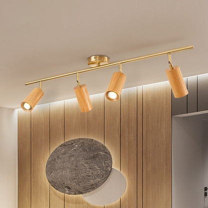 Minimalist Walnut Wood Spotlight | LED Semi-Recessed Ceiling Light for Modern Illumination