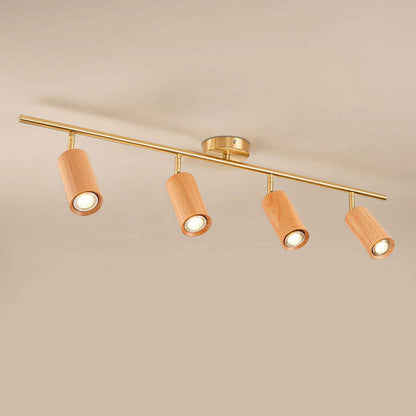 Minimalist Walnut Wood Spotlight | LED Semi-Recessed Ceiling Light for Modern Illumination