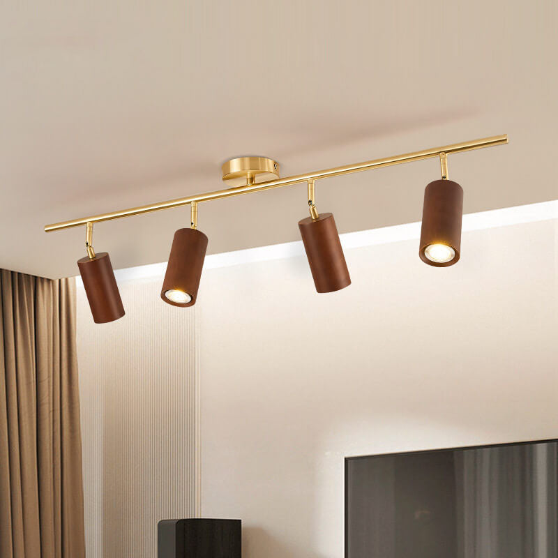 Minimalist Walnut Wood Spotlight | LED Semi-Recessed Ceiling Light for Modern Illumination