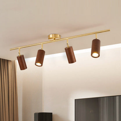 Minimalist Walnut Wood Spotlight | LED Semi-Recessed Ceiling Light for Modern Illumination