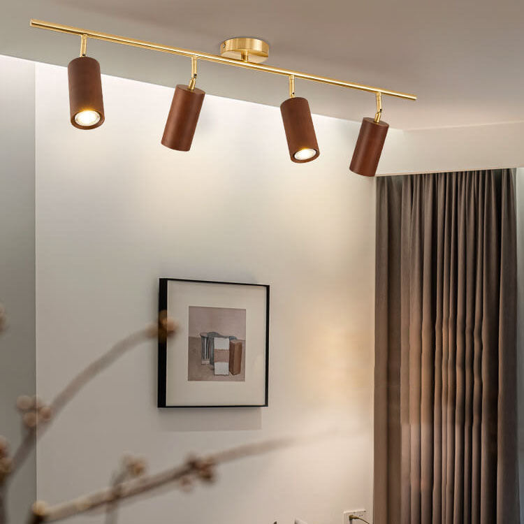 Minimalist Walnut Wood Spotlight | LED Semi-Recessed Ceiling Light for Modern Illumination