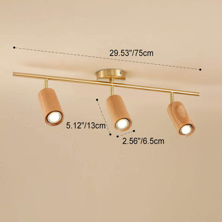 Minimalist Walnut Wood Spotlight | LED Semi-Recessed Ceiling Light for Modern Illumination