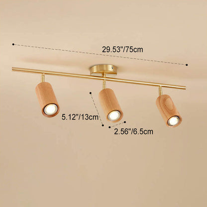 Minimalist Walnut Wood Spotlight | LED Semi-Recessed Ceiling Light for Modern Illumination