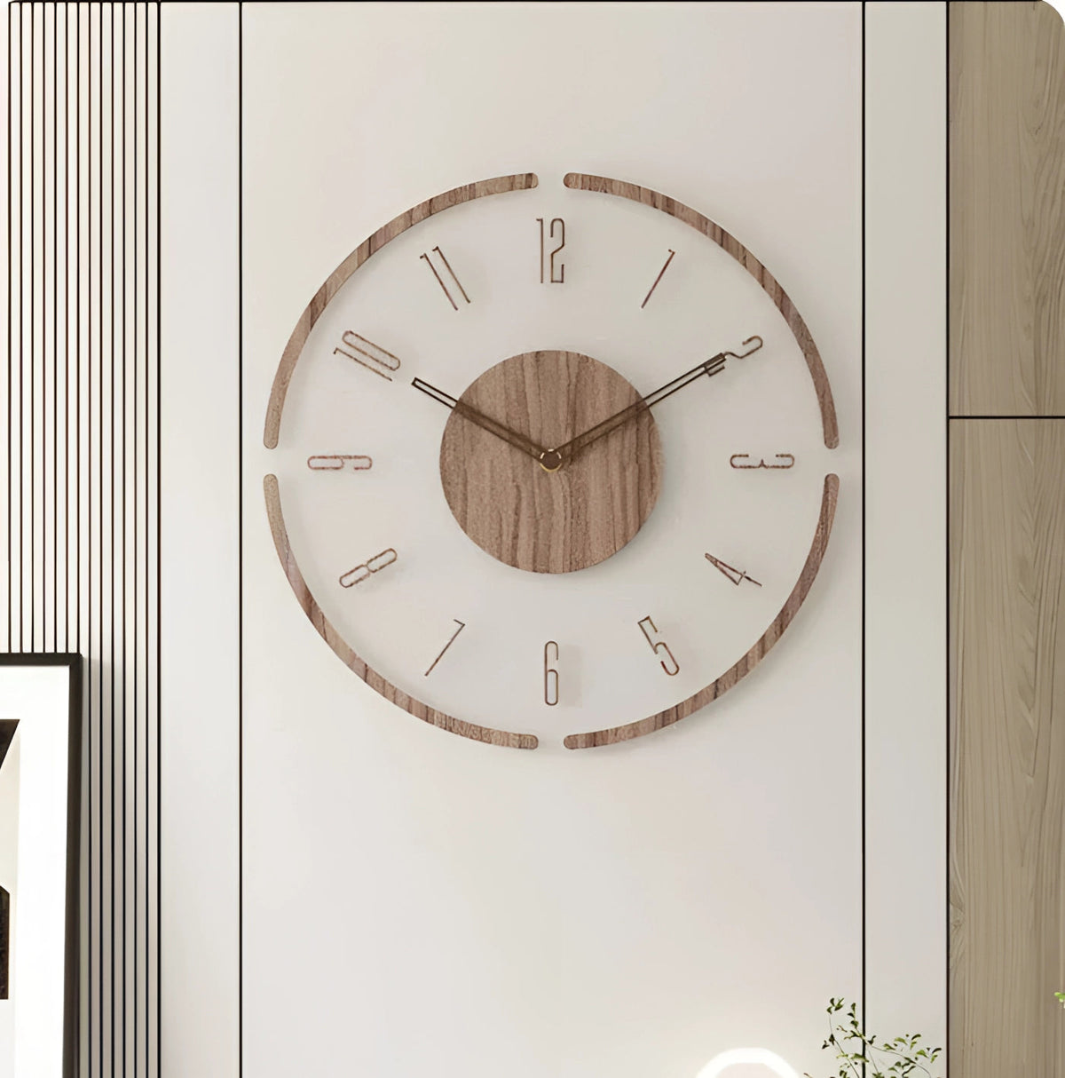 Minimalist | Large Wall Clock with Silent Quartz Mechanism | Modern Wooden Decor for Elegant Interiors