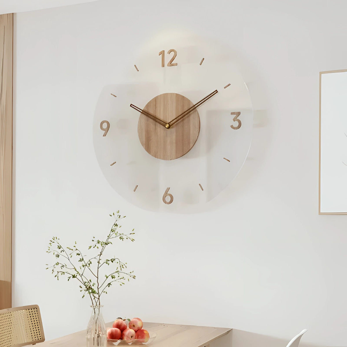 Minimalist | Large Wall Clock with Silent Quartz Mechanism | Modern Wooden Decor for Elegant Interiors